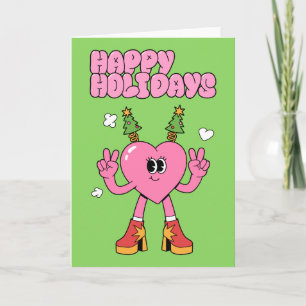 Happy Holidays - Groovy Heart of the Season Holiday Card