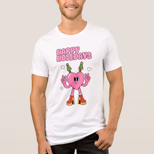 Happy Holidays - Groovy Heart of the Season Tri-Blend Shirt (Front)