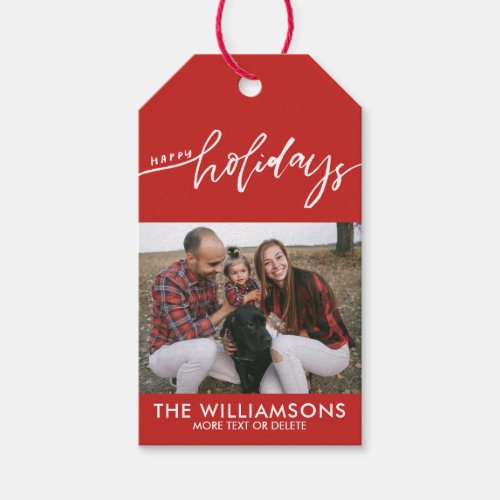 Happy Holidays Hand_Lettered Family Photo Custom Gift Tags