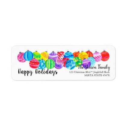 Happy Holidays handpainted watercolor label