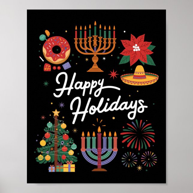 Happy Holidays Hanukkah Feliz Navidad Christmas Kw Poster (Front)