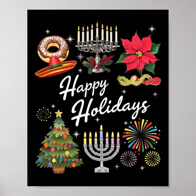 Happy Holidays Hanukkah Feliz Navidad Christmas Kw Poster (Front)