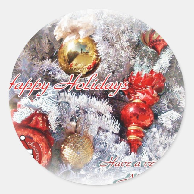 Happy Holidays,Happy New Year_ Classic Round Sticker (Front)