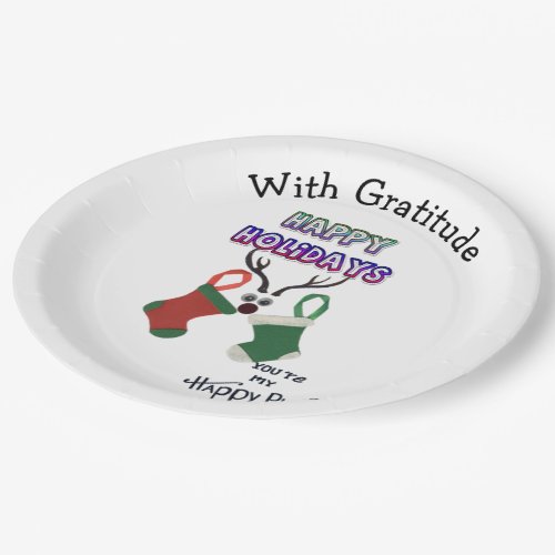 Happy Holidays Happy Place with Gratitude Paper Plates