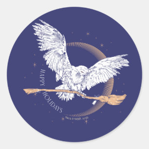 Happy Holidays Hedwig Delivery Classic Round Sticker
