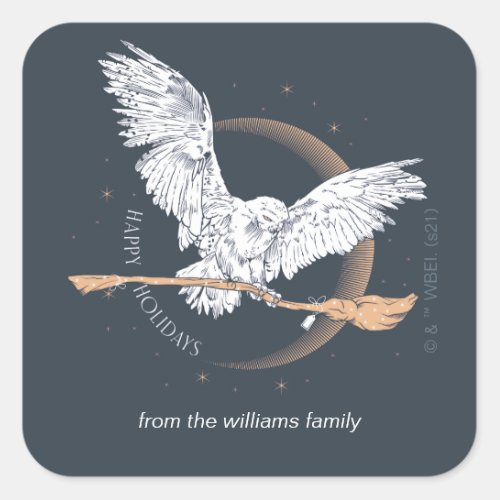Happy Holidays Hedwig Delivery  Personalized Square Sticker
