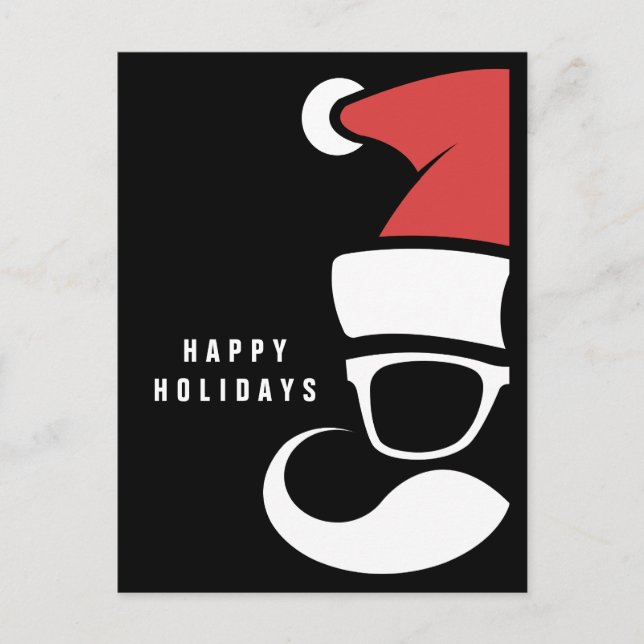 Happy Holidays Hipster Santa Postcard (Front)