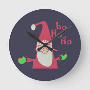 Happy Holidays Ho Ho Ho Merry Christmas Round Clock
