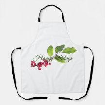 Happy holidays holly berries and leaves