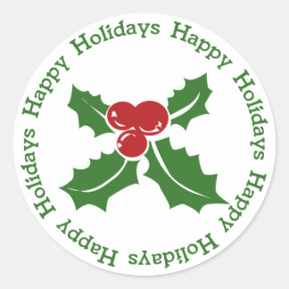 Happy Holidays Holly Berry Christmas Stickers