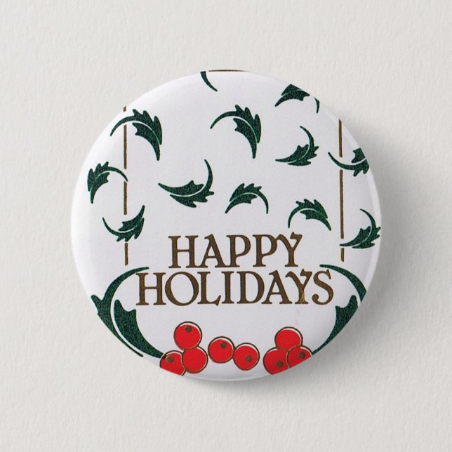 Happy Holidays Holly Button (Front)