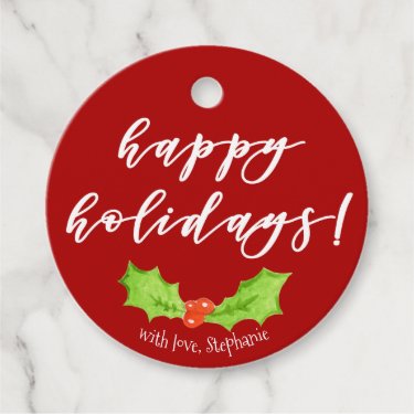 Happy Holidays |  Holly Leaf Red Christmas