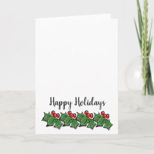 Happy Holidays Holly Sprigs, Christmas greenery Holiday Card