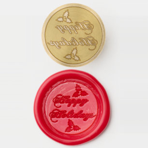 Happy Holidays Holly Wax Seal Stamp