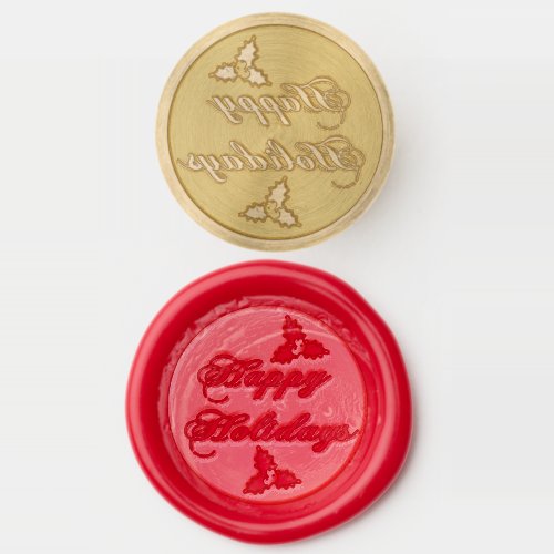 Happy Holidays Holly Wax Seal Stamp