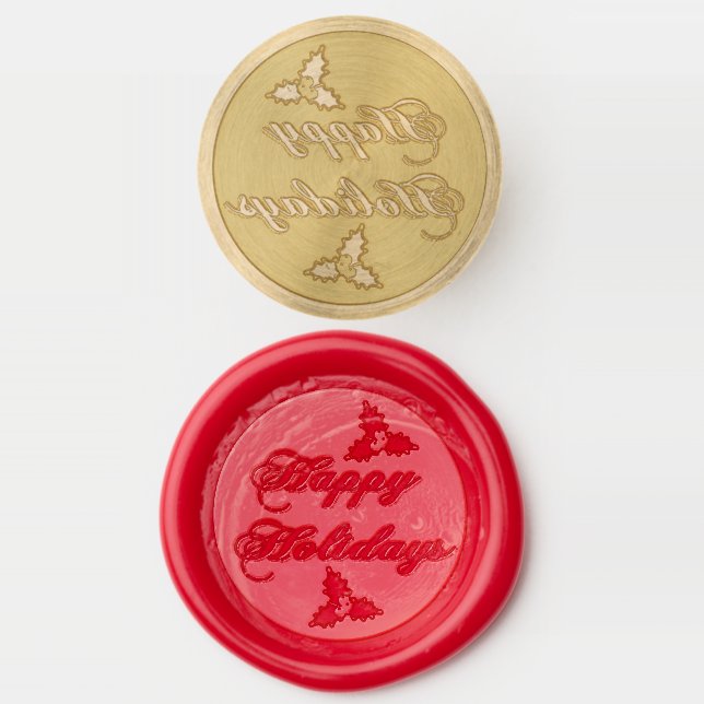 Happy Holidays Holly Wax Seal Stamp (Stamped)