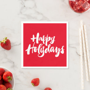 Happy Holidays Holydays Christian Christmas Red Napkins