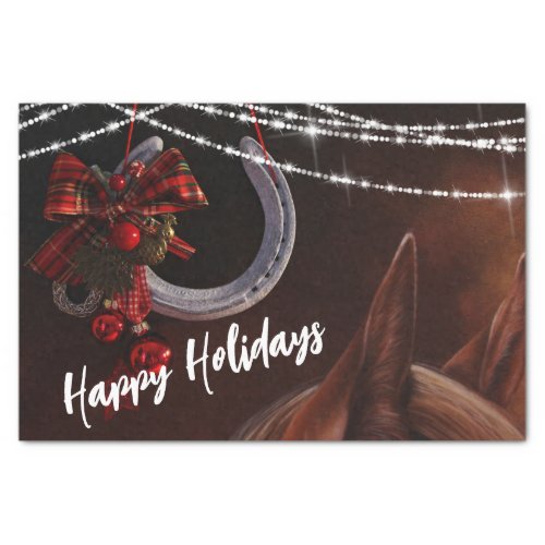 Happy Holidays Horse and Horseshoe Christmas Tissue Paper