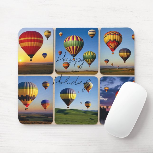 Happy Holidays-Hot Air Balloons Mouse Pad (With Mouse)