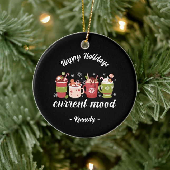 Happy Holidays - Hot Cocoa Ceramic Ornament (Tree)