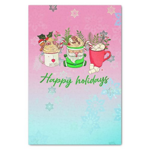 Happy Holidays Hot Cocoa Christmas Santa Cup Tissue Paper