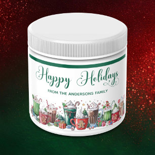 Happy Holidays Hot Cocoa Festive Rectangular Sticker