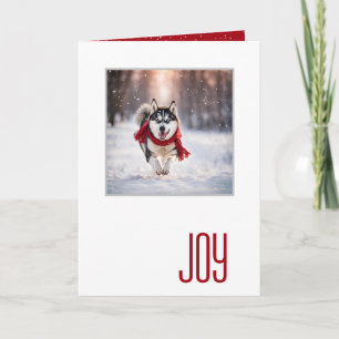 Happy Holidays Husky With a Red Scarf Card
