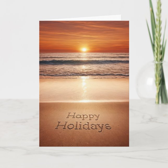 Happy Holidays In Beach Sand Card (Front)