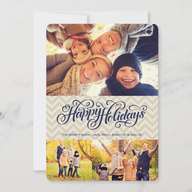 Happy Holidays in Chevron | 5x7 | Flat Holiday Card (Front)