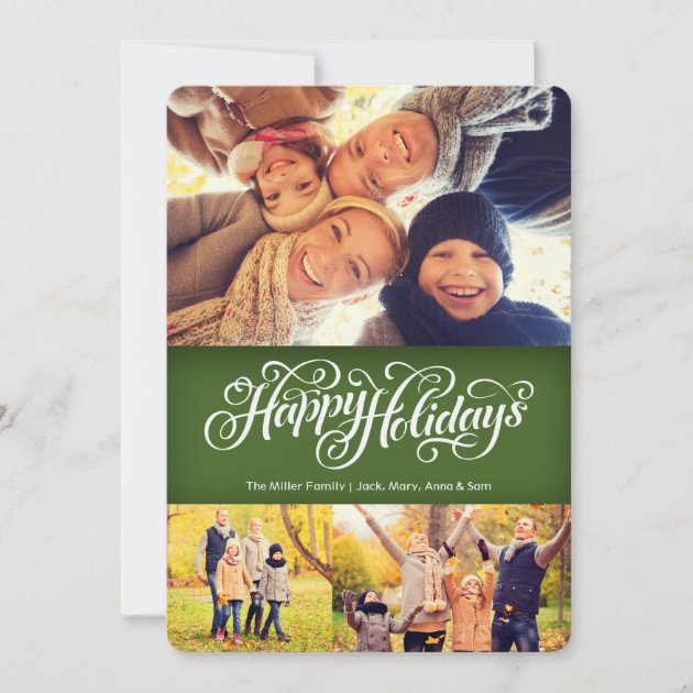 Happy Holidays In Green | 5x7 | Flat Holiday Invitation