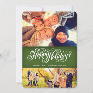 Happy Holidays in Green | 5x7 | Flat Holiday Card