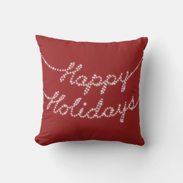 Happy Holidays in Twinkle Lights Throw Cushion (Front)