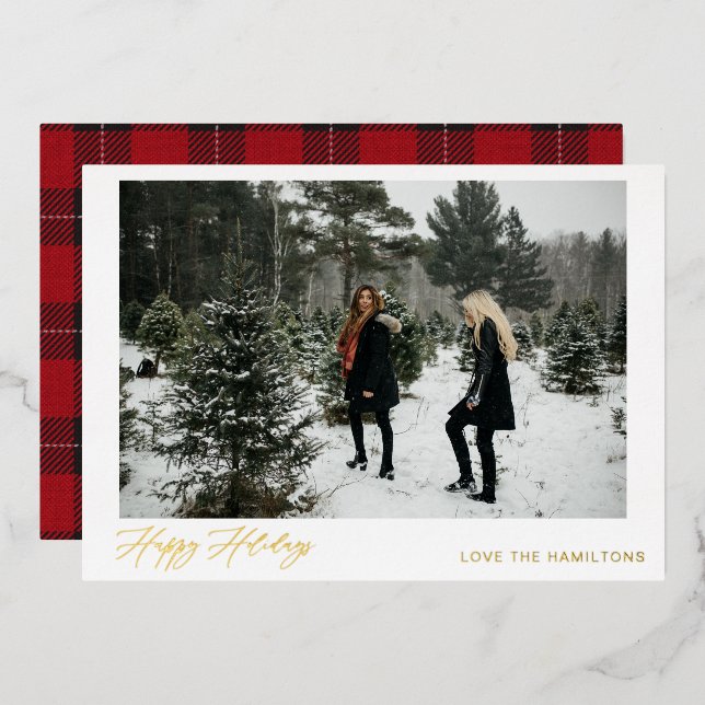 Happy Holidays Instant Photo Foil Invitation (Front/Back)