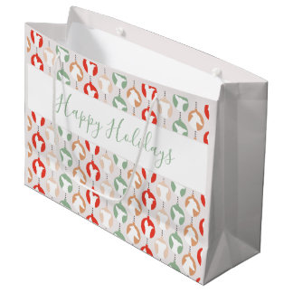 Happy Holidays Italian Greyhound Iggy Christmas Large Gift Bag