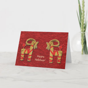 Happy Holidays Jul Bok Goat Custom Scandinavian Holiday Card