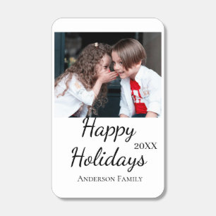 Happy holidays kids family photo modern gifts text matchboxes