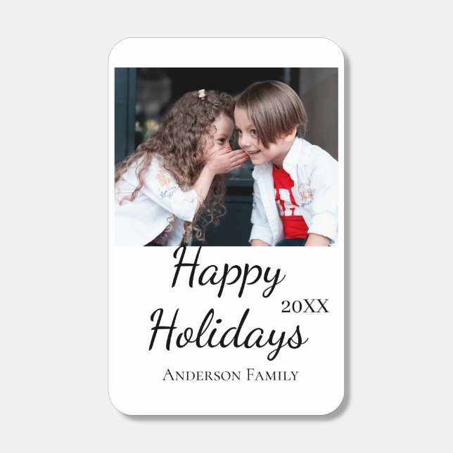 Happy holidays kids family photo modern gifts text matchboxes (Front)