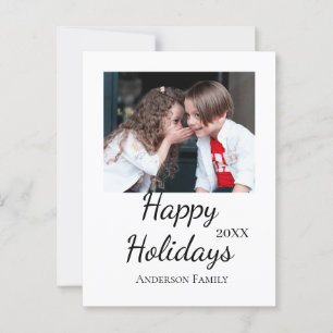 Happy holidays kids family photo modern gifts text postcard