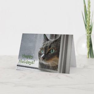Happy Holidays Kitty Cat Thank You Card