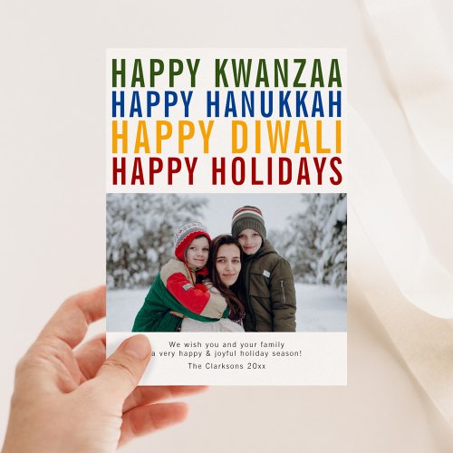 Happy Holidays Kwanzaa Diwali Hanukkah Holiday Card