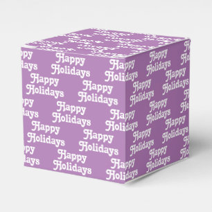 Happy Holidays lavender white typography pattern Favor Boxes