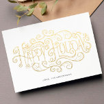 Happy Holidays Lettering Christmas Card<br><div class="desc">Shine Happy Holidays Lettering Christmas card. This is a Holiday Collection featuring hand lettering I painstakingly created with much love. Gold and white.</div>