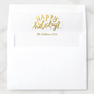Happy Holidays Lettering Gold Foil Christmas Envelope Liner