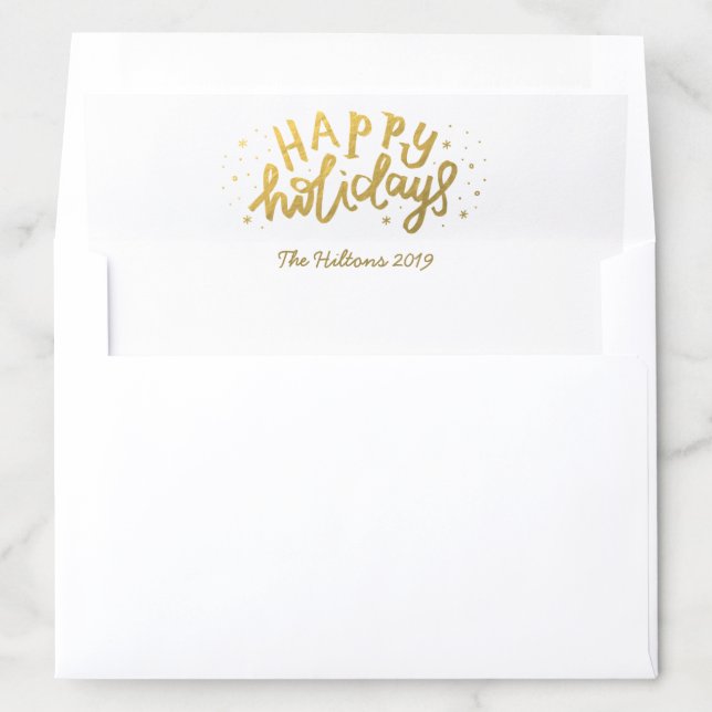 Happy Holidays Lettering Gold Foil Christmas Envelope Liner (In Envelope)