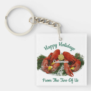 Happy Holidays Lobster Dinner Thunder_Cove Keychain
