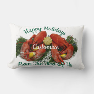 Happy Holidays Lobster Dinner Thunder_Cove Lumbar Pillow