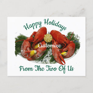 Happy Holidays Lobster Dinner Thunder_Cove Postcard