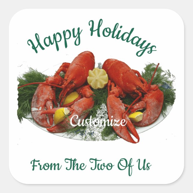 Happy Holidays Lobster Dinner Thunder_Cove Square Sticker (Front)