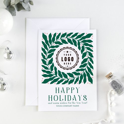 Happy Holidays Logo Modern Script Corporate Holiday Card