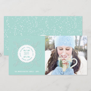 Happy Holidays Love Peace Joy Ornate Seal Photo Holiday Card